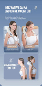 Liveify neck massager with detachable strap, hands-free design, beige fabric, adjustable for comfort and traction
