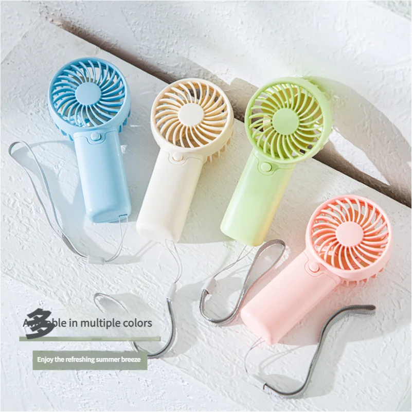 Liveify portable handheld fan in blue, beige, green, and pink with wrist strap for summer cooling