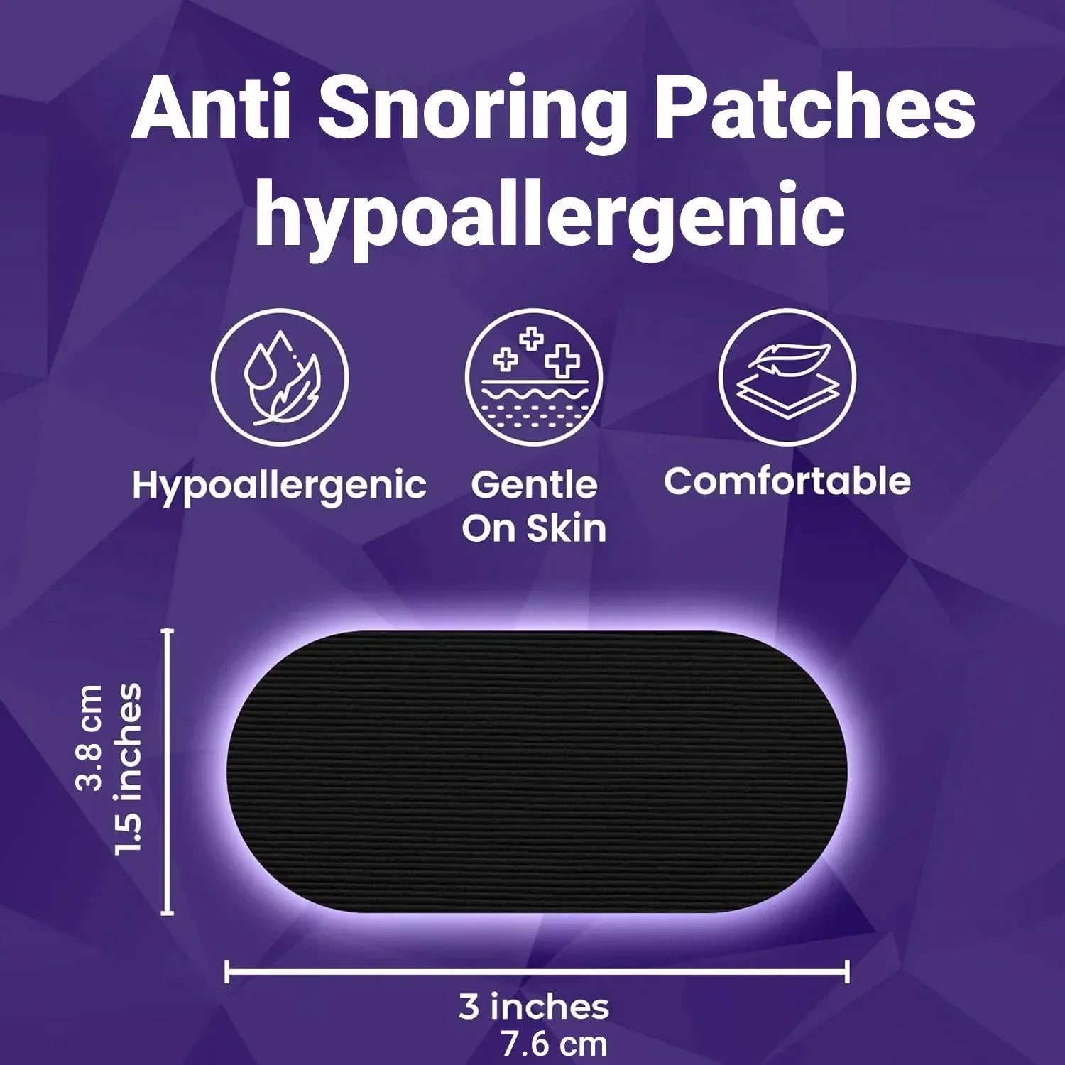 Liveify hypoallergenic anti snoring patch, black fabric, 3x1.5 inches, gentle on skin, comfortable design