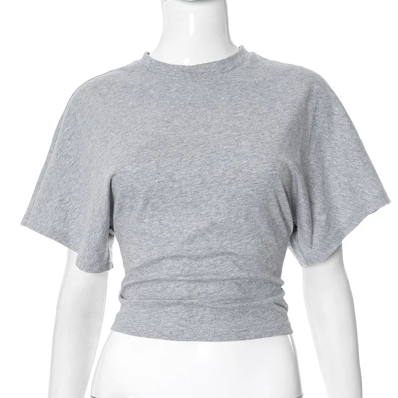 Liveify Women’s Cropped O-Neck T-Shirt – Slim Fit Short Sleeve Crop Top, Casual Streetwear Tee for Spring & Summer