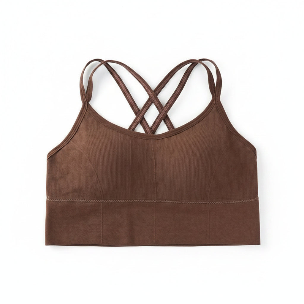 Liveify Cross Back Sports Bra – Women’s Push Up Yoga Bra, Breathable Medium Support Fitness Crop Top for Running & Gym Workouts