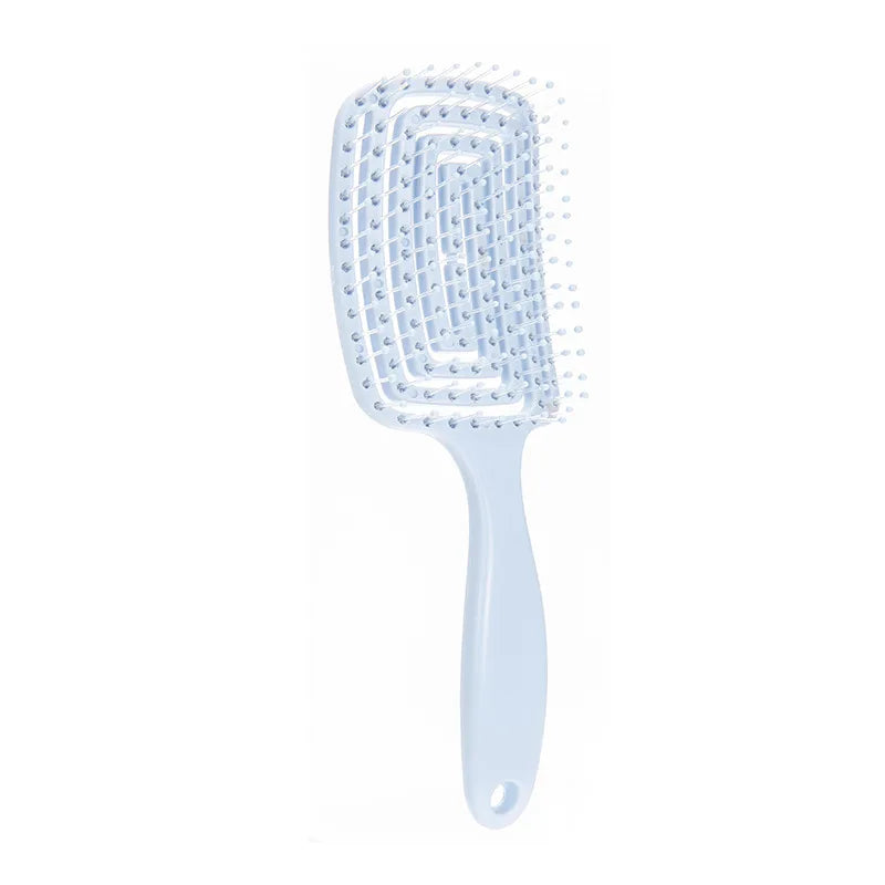 Liveify light blue plastic detangling hairbrush with soft bristles and ergonomic handle for gentle scalp massage