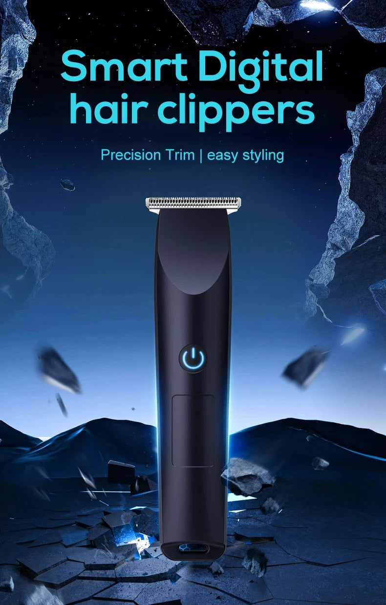 Liveify black smart digital hair clippers with precision trim feature and glowing power button