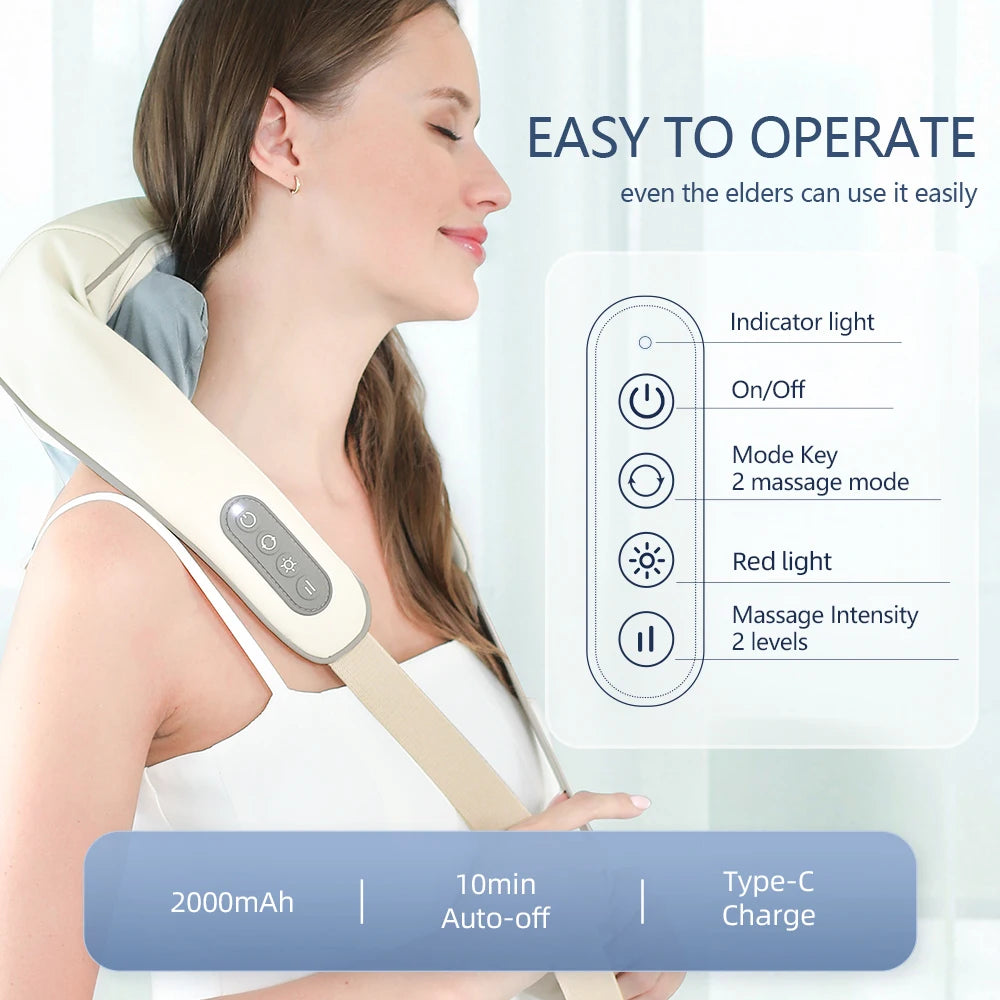 Liveify Wireless Neck & Shoulder Massager – Deep Tissue Shiatsu Massage for Pain Relief, Back & Trapezius Muscle Relaxation, Portable Rechargeable Massager for Home & Travel