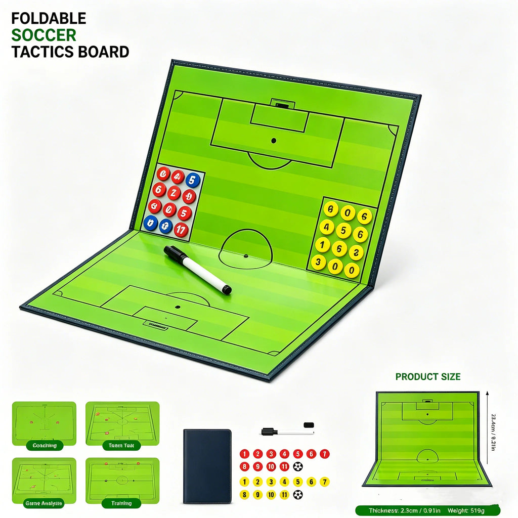 Magnetic Soccer Tactics Board – Foldable Coaching Clipboard with Magnets & Marker for Training