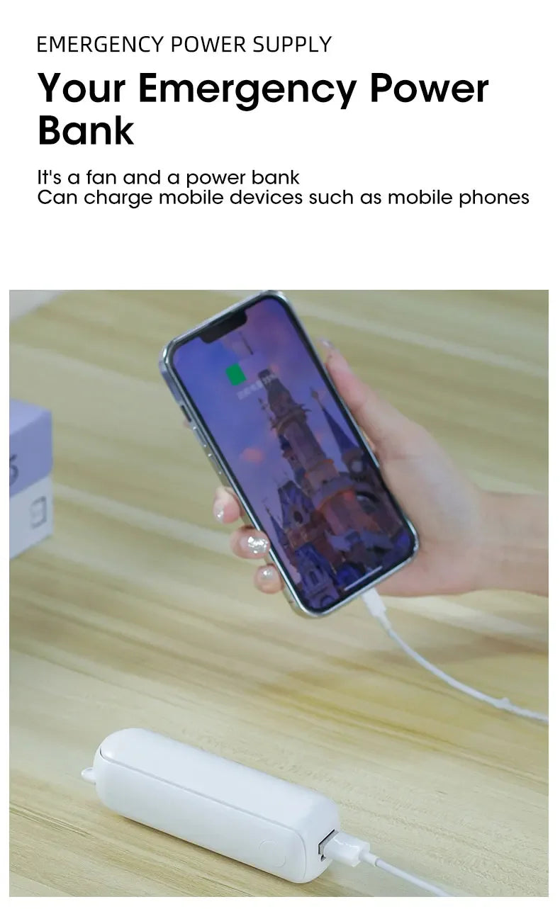 Liveify white emergency power bank charging smartphone, compact portable charger for mobile devices