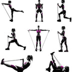 Liveify resistance band exercises showcasing full-body workouts with pink and black fitness gear