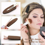 Liveify brown matte hair clip with rose gold no-teeth design, smooth hold for makeup application