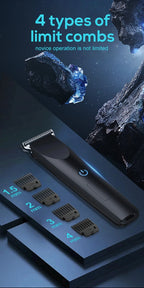 Liveify black cordless hair trimmer with 4 limit combs (1.5mm, 2mm, 3mm, 4mm) for precise grooming