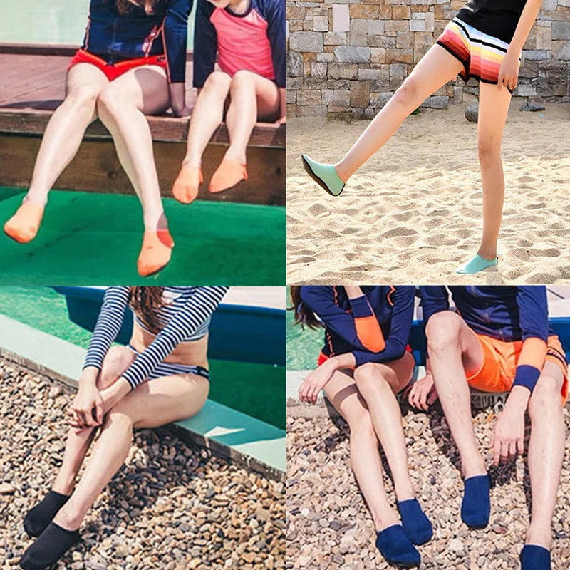 Liveify colorful water shoes for beach and pool, lightweight quick-dry slip-on sandals in orange, blue, mint