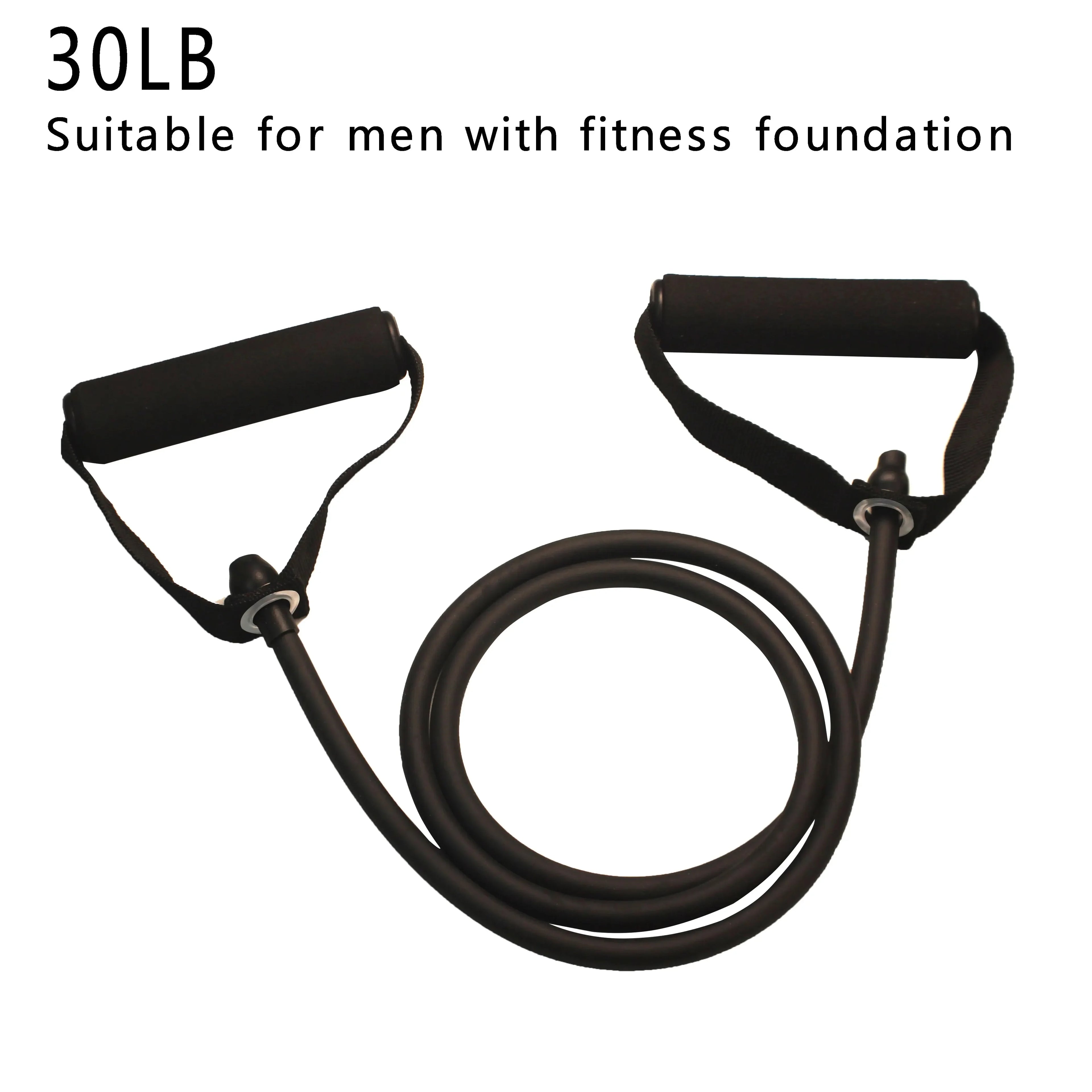 Liveify 30LB black resistance band with padded handles for strength training, ideal for men with fitness foundation