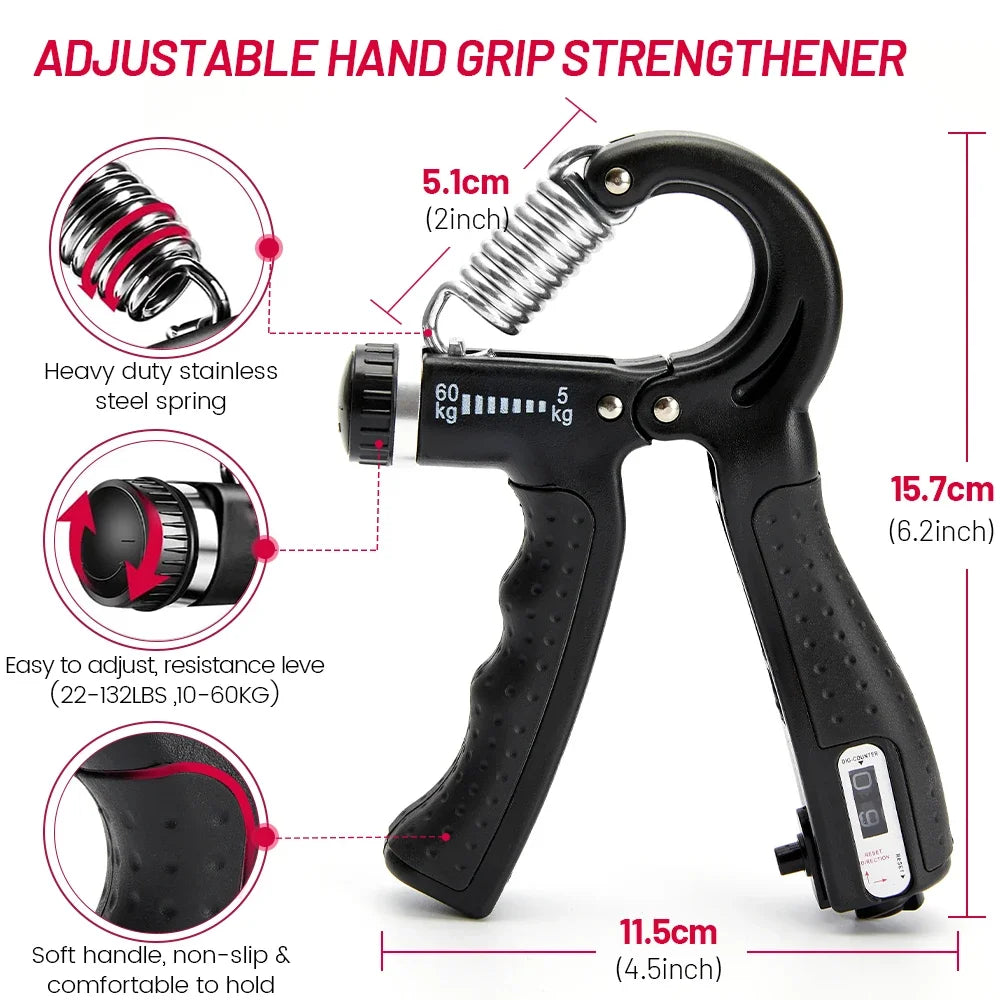 Liveify Adjustable Hand Grip Strength Trainer 5–60kg – Forearm, Wrist & Hand Exerciser with Counter for Muscle Strength & Fitness Training