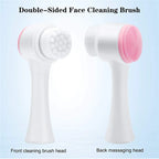 Liveify double-sided face cleaning brush with white silicone and pink massaging head for skincare