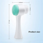 Liveify white facial cleansing brush with mint green silicone head, 5.11 inch tall, dual-sided design