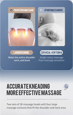Liveify neck and shoulder massager with 3D kneading massage heads, white fabric design, targets trapezius for larger range relief