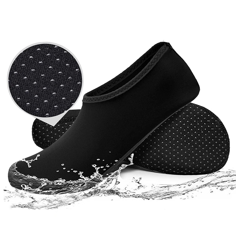 Liveify black water-resistant slip-on shoes with non-slip textured soles for aquatic activities