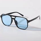Liveify black aviator sunglasses with light blue lenses, sleek plastic frame, modern style for everyday wear