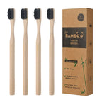 Liveify bamboo toothbrush 4 pack with soft black bristles, natural wood handle, eco-friendly recycled box