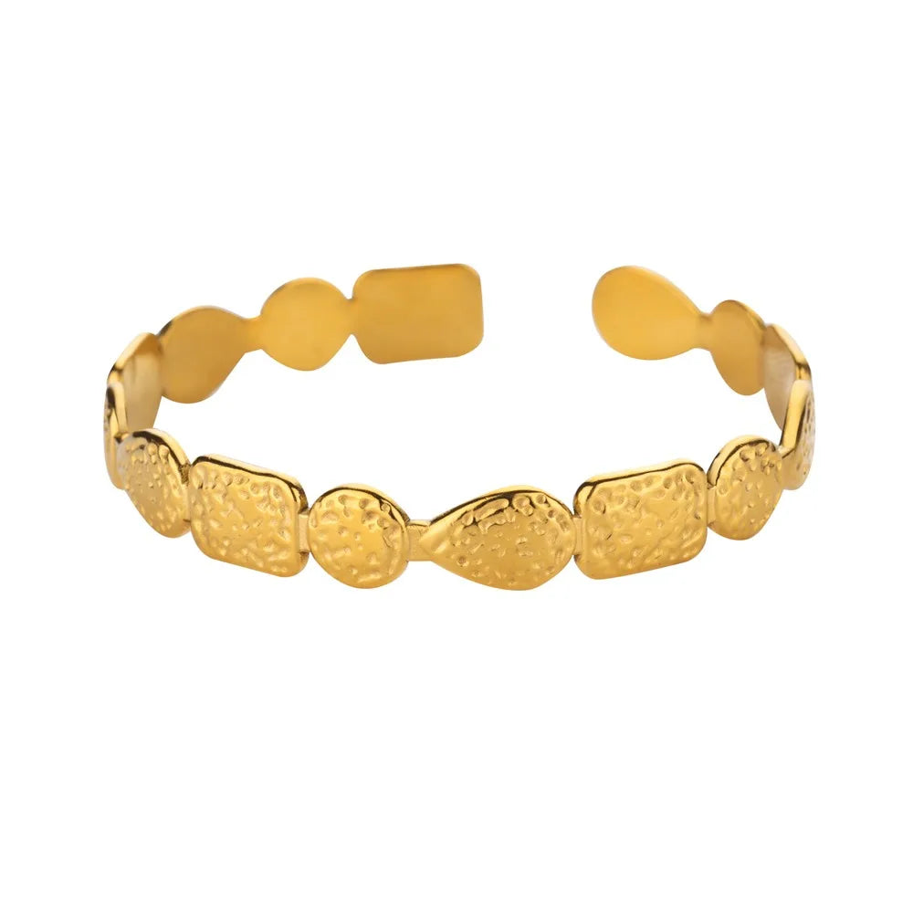 Liveify gold textured link bracelet with adjustable open design, stylish everyday accessory