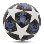 Liveify soccer ball with black, blue, and white star pattern, featuring floral designs and glossy finish
