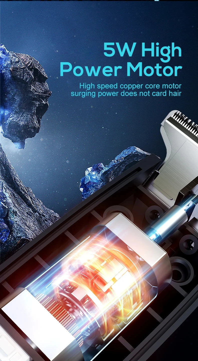 Liveify 5W high power motor with copper core, sleek metallic design for efficient hair cutting
