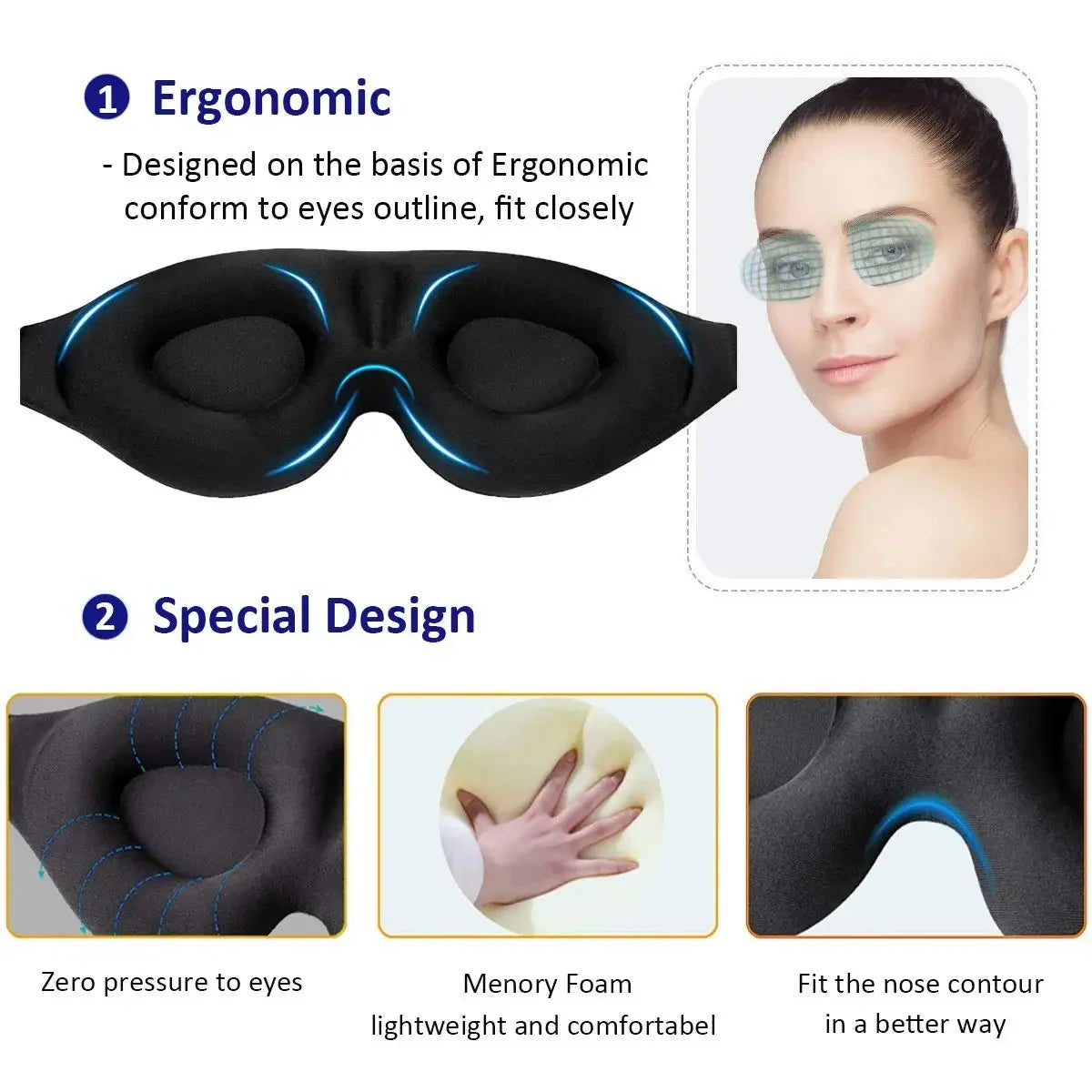 Liveify 3D Sleep Eye Mask – Contoured Light Blocking Blindfold for Men & Women, Comfortable Night Sleep Mask for Travel & Relaxation