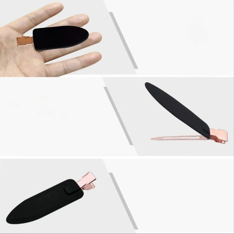 Liveify black matte hair clip with rose gold metal clasp, sleek modern design for women