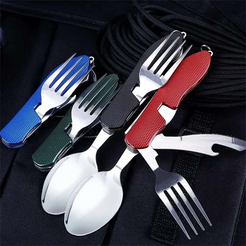 Foldable Camping Utensil – Multi-Functional Knife, Fork, Spoon - liveify
