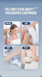 Liveify portable massager for shoulder, thigh, shank, waist; beige and gray fabric with control panel
