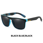 Liveify black blue polarized sunglasses with camo temple, stylish men's sun shades for outdoor use