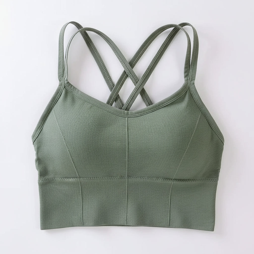 Liveify Cross Back Sports Bra – Women’s Push Up Yoga Bra, Breathable Medium Support Fitness Crop Top for Running & Gym Workouts