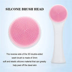 Liveify pink silicone facial brush head with 3D double-sided design for gentle exfoliation