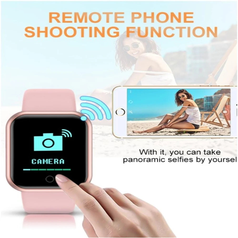 Liveify pink smartwatch with remote phone shooting function for panoramic selfies