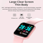 Liveify pink smartwatch with large HD screen, slim body, and silicone strap for fitness tracking