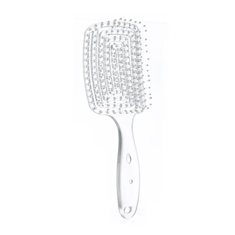 Liveify clear plastic detangling hair brush with soft silicone bristles and ergonomic handle