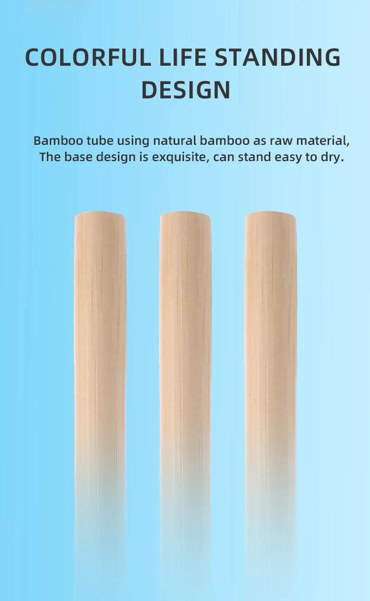 Liveify natural bamboo tube standing design, light wood color, eco-friendly material, easy-dry base