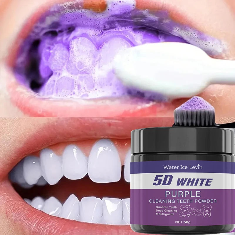 Liveify Purple Teeth Whitening Powder – Color-Correcting Toothbrush Powder for Brighter Smile, Stain Removal & Yellow Tone Neutralizing Oral Care Whitening Treatment