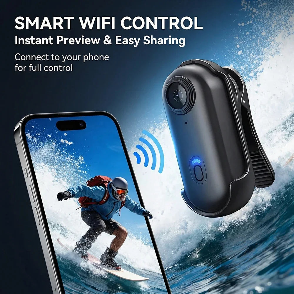 Liveify Mini 4K WiFi Action Camera – HD Wearable Body Camera for Cycling, Motorcycle, Sports, Vlogging & Outdoor Adventure
