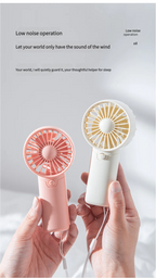 Liveify pink and white portable handheld fans with low noise operation, ideal for sleep and travel