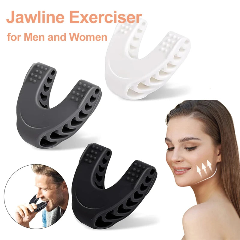 Liveify jawline exerciser in black and white silicone, designed for men and women to tone facial muscles