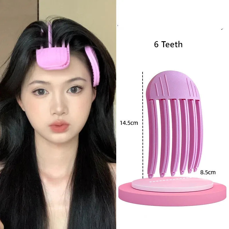 Liveify pink 6-teeth hair roller for styling, 14.5cm height, 8.5cm base, lightweight plastic design