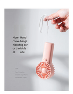 Liveify pink portable handheld fan with hanging rope, compact design for travel and outdoor use