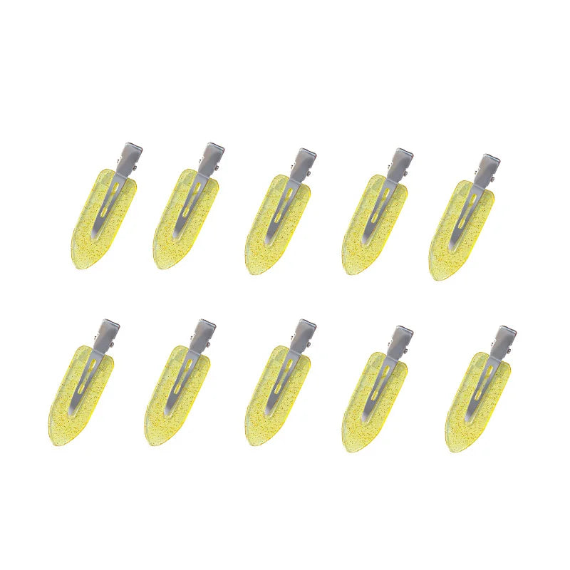 Liveify yellow glitter hair clips with silver metal clasp, set of 10, stylish and functional for everyday use