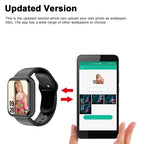 Liveify black smartwatch with customizable photo wallpaper synced via smartphone app