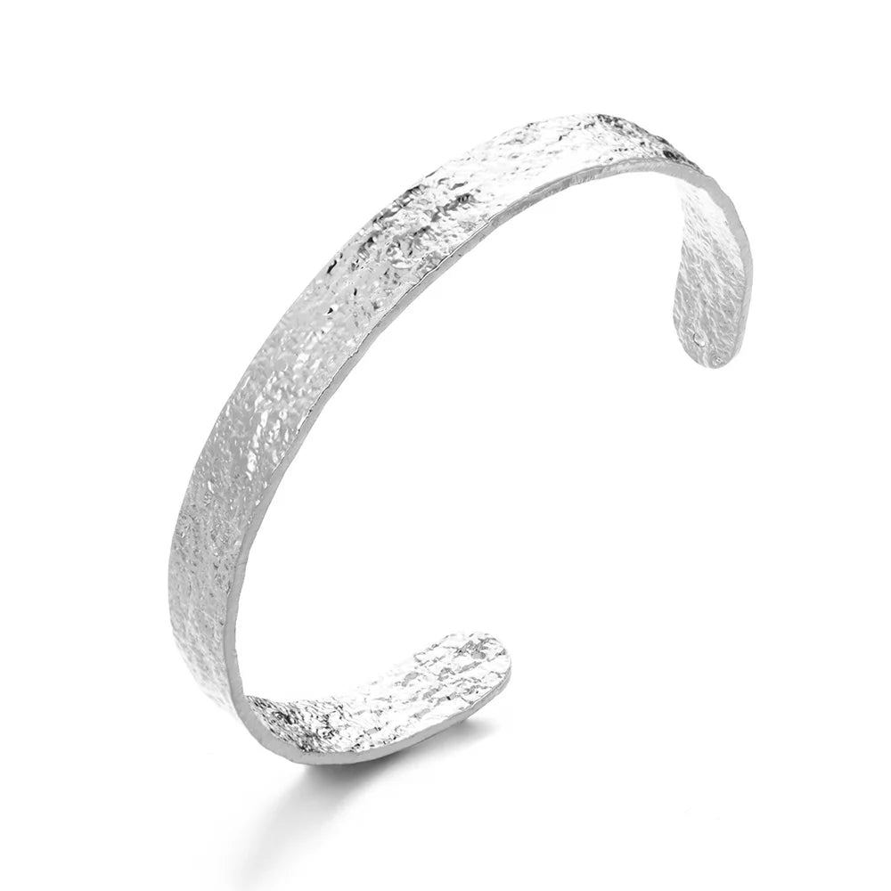 Liveify silver textured cuff bracelet with modern minimalist design