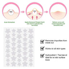 Liveify star-shaped acne pimple patches, hydrocolloid with tea tree oil, removes impurities, works on all skin types