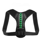 Liveify black posture corrector with green chevron design, adjustable straps for back support