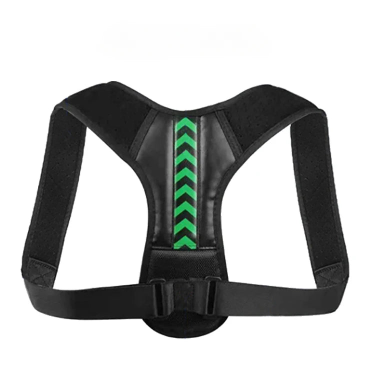 Liveify black posture corrector with green chevron design, adjustable straps for back support