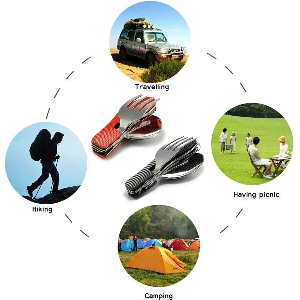 Foldable Camping Utensil – Multi-Functional Knife, Fork, Spoon - liveify