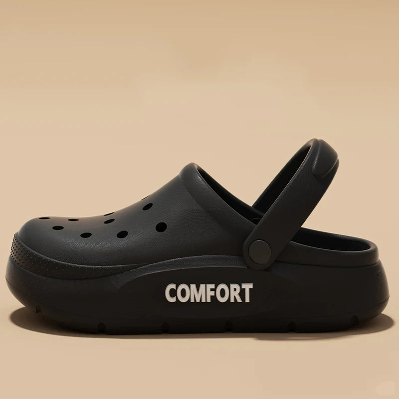 Liveify black comfort clog with textured sole and ventilation holes